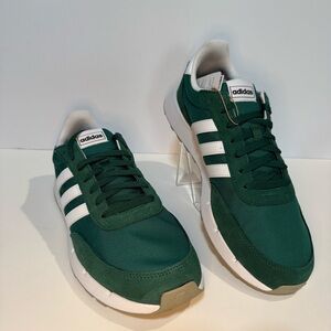 Adidas Men's Forest Green and White Sneakers